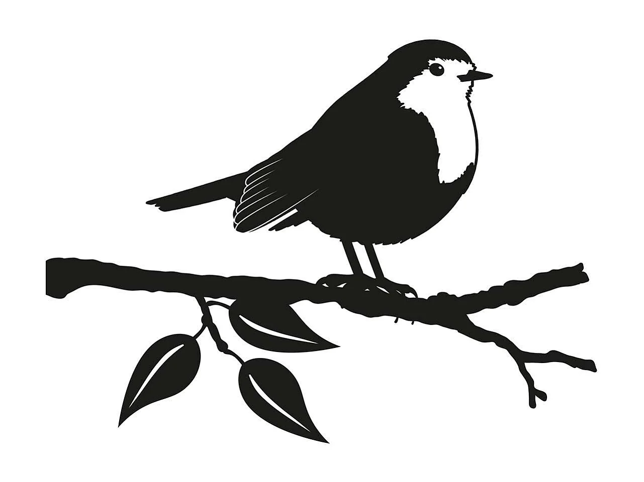 Silhouette sur pique en acier noir Rouge-gorge