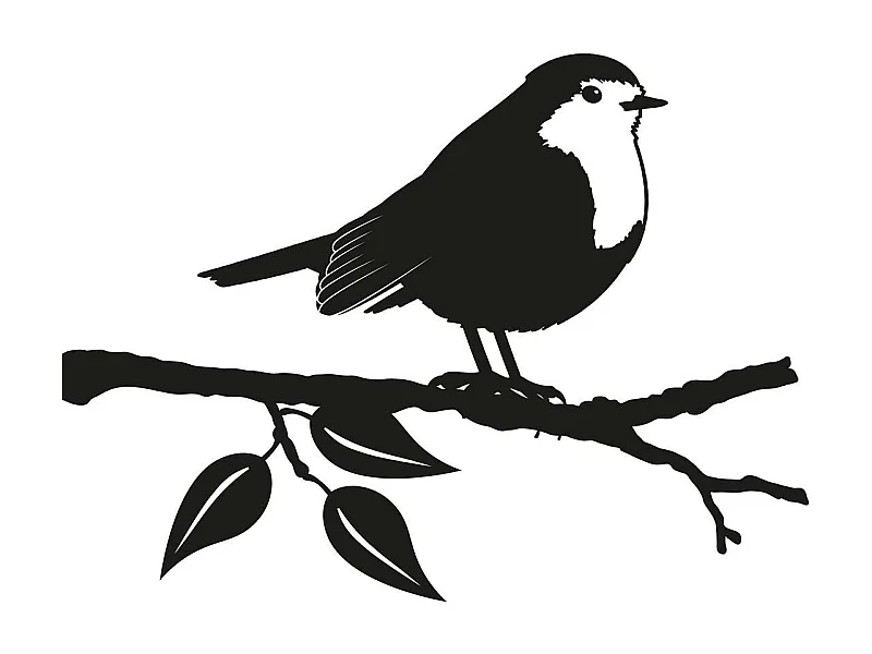 Silhouette sur pique en acier noir Rouge-gorge