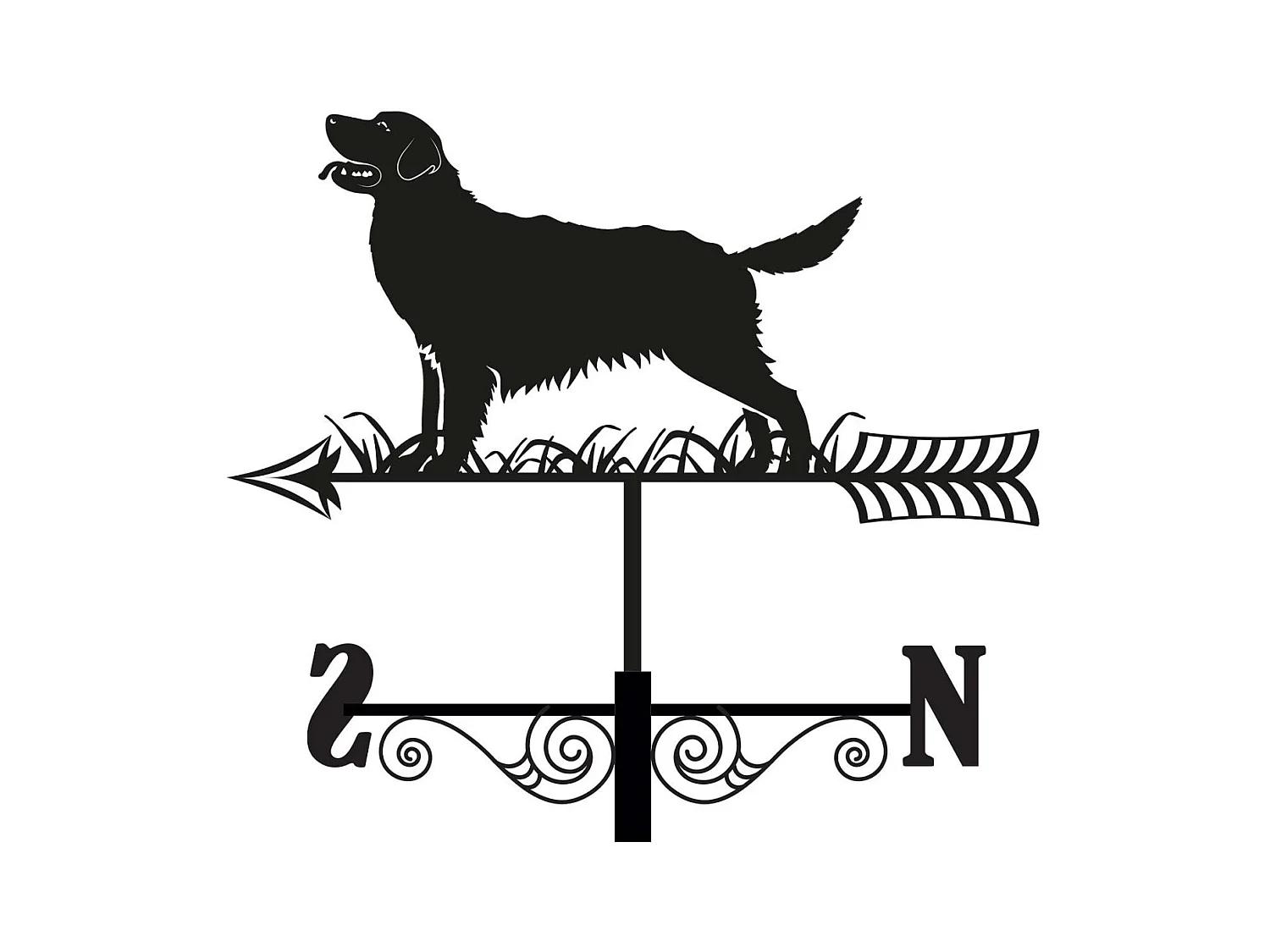 Girouette en acier noir silhouette Golden Retriever