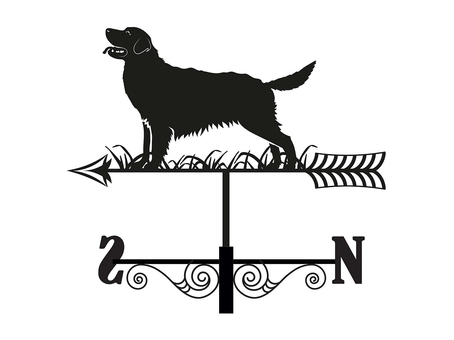 Girouette en acier noir silhouette Golden Retriever