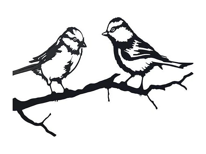 Silhouette sur pique en acier noir Mésange bleue