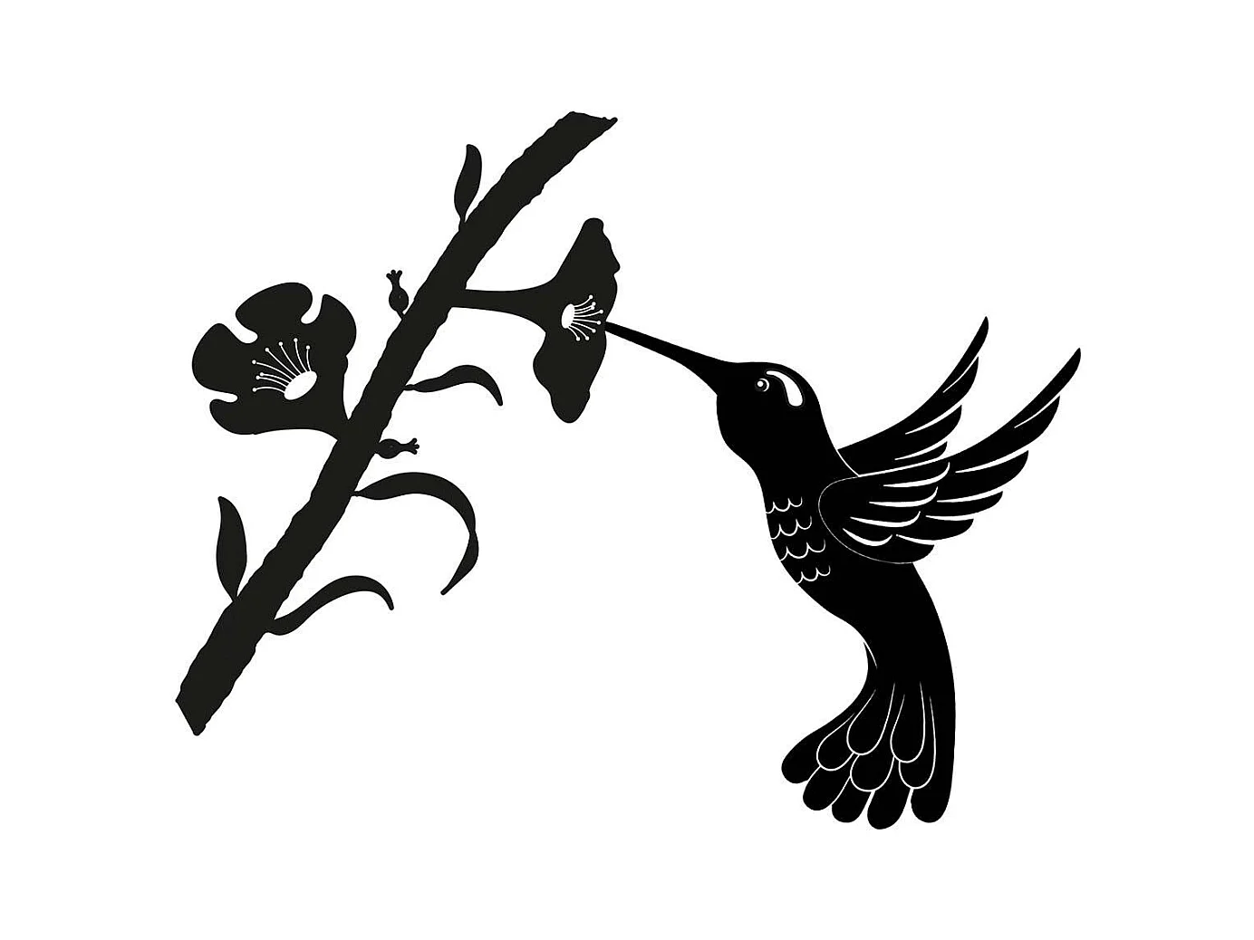 Silhouette sur pique en acier noir Colibri