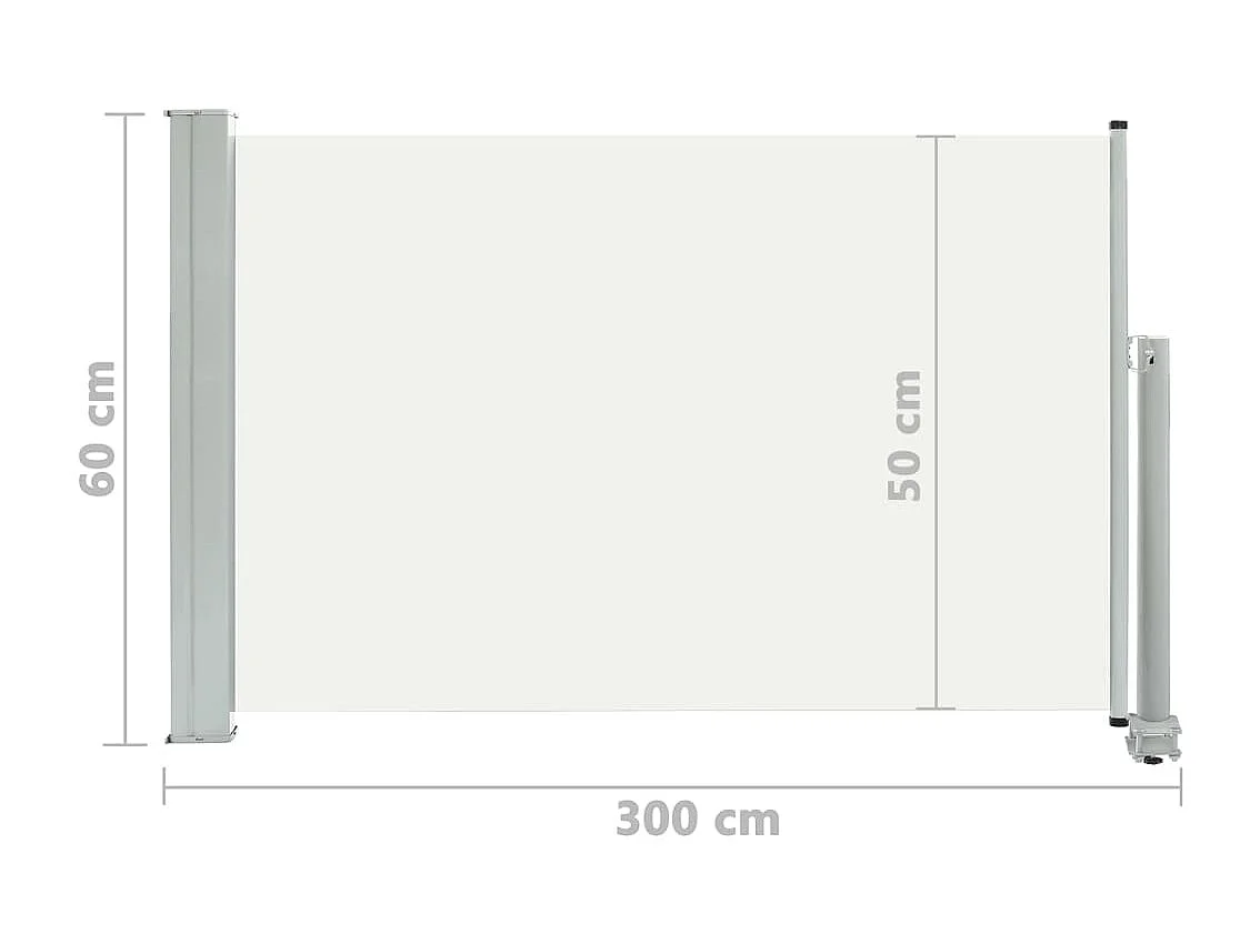 Auvent latéral rétractable de crème 300 x 60 x 50 cm 02_0007389