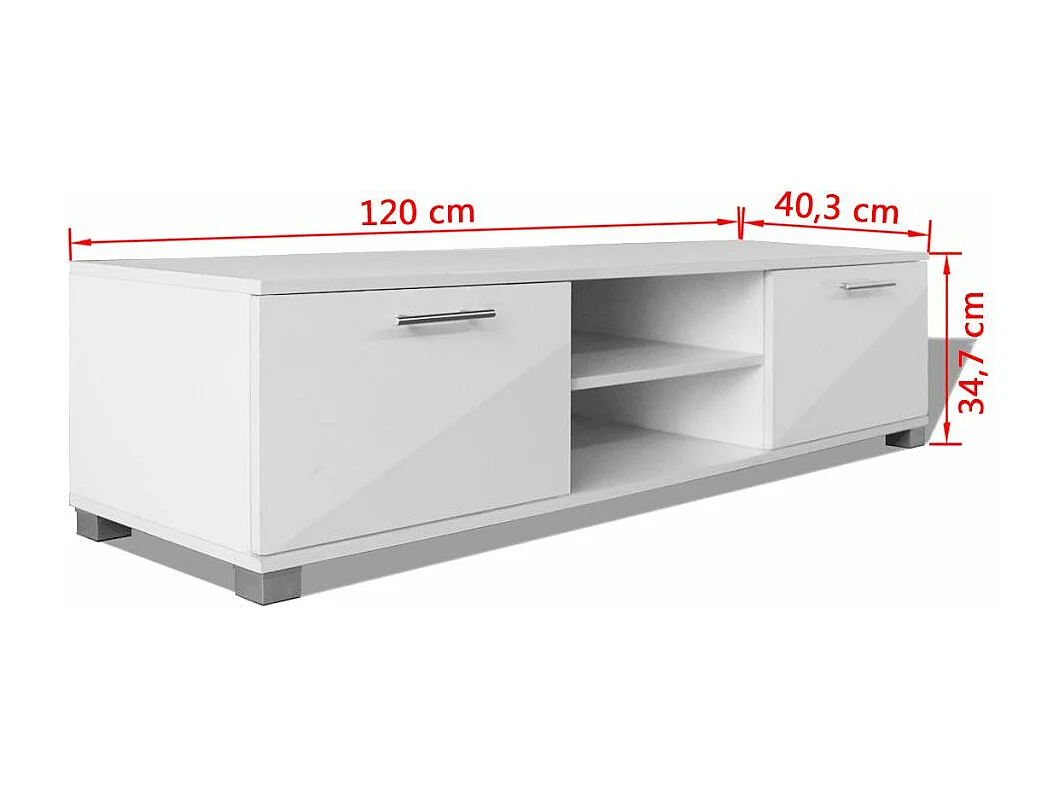 Meuble télé tv blanc 120 x 40.3 x 34.7 cm 2502039