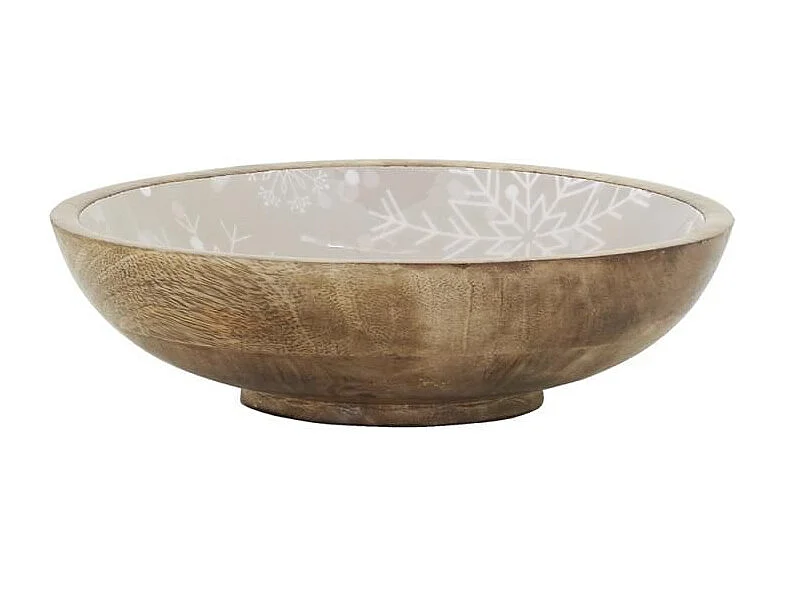 Corbeille en manguier Flocon Saladier beige