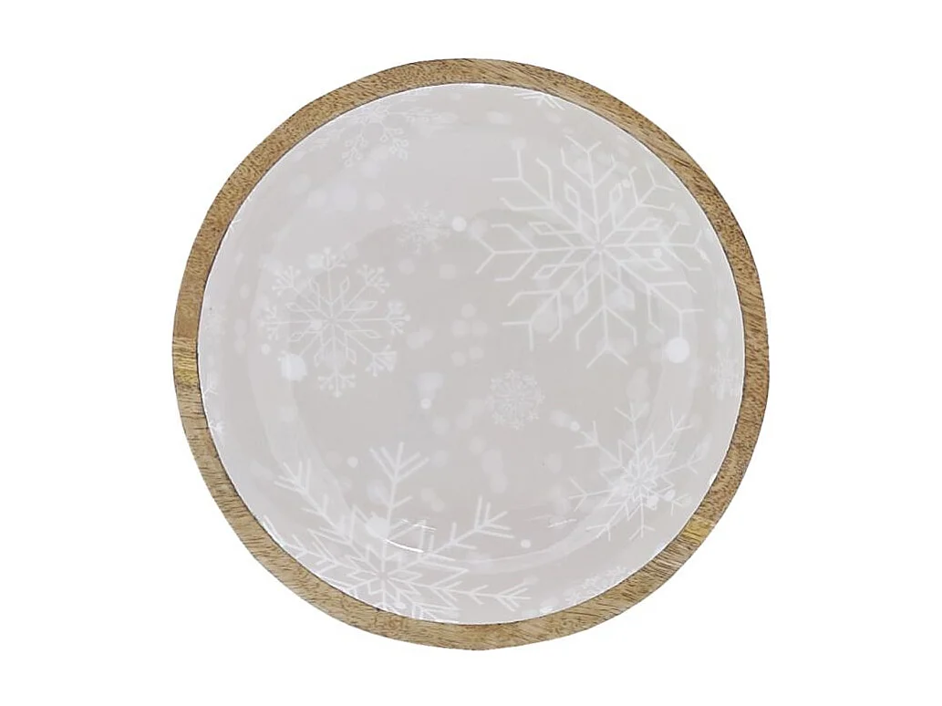 Corbeille en manguier Flocon Saladier beige