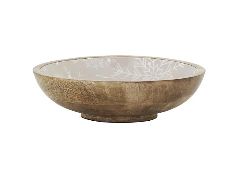 Corbeille en manguier Flocon Saladier beige
