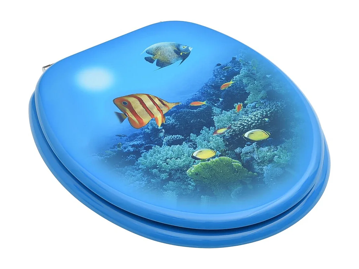 Conjunto de dois assentos com tampa de sanita com cobertura de fundo marinho em MDF 02_0002976