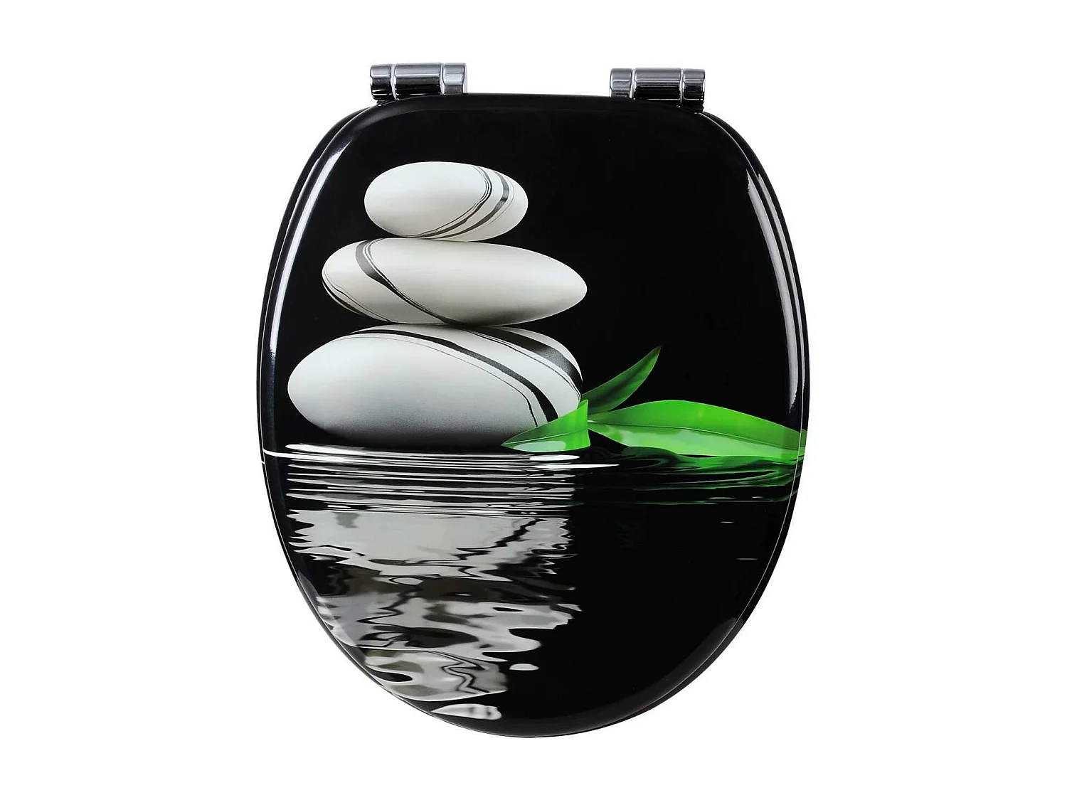 Assento sanitário em MDF com decoração em seixo preto cinza com fechamento suave 19_0000745