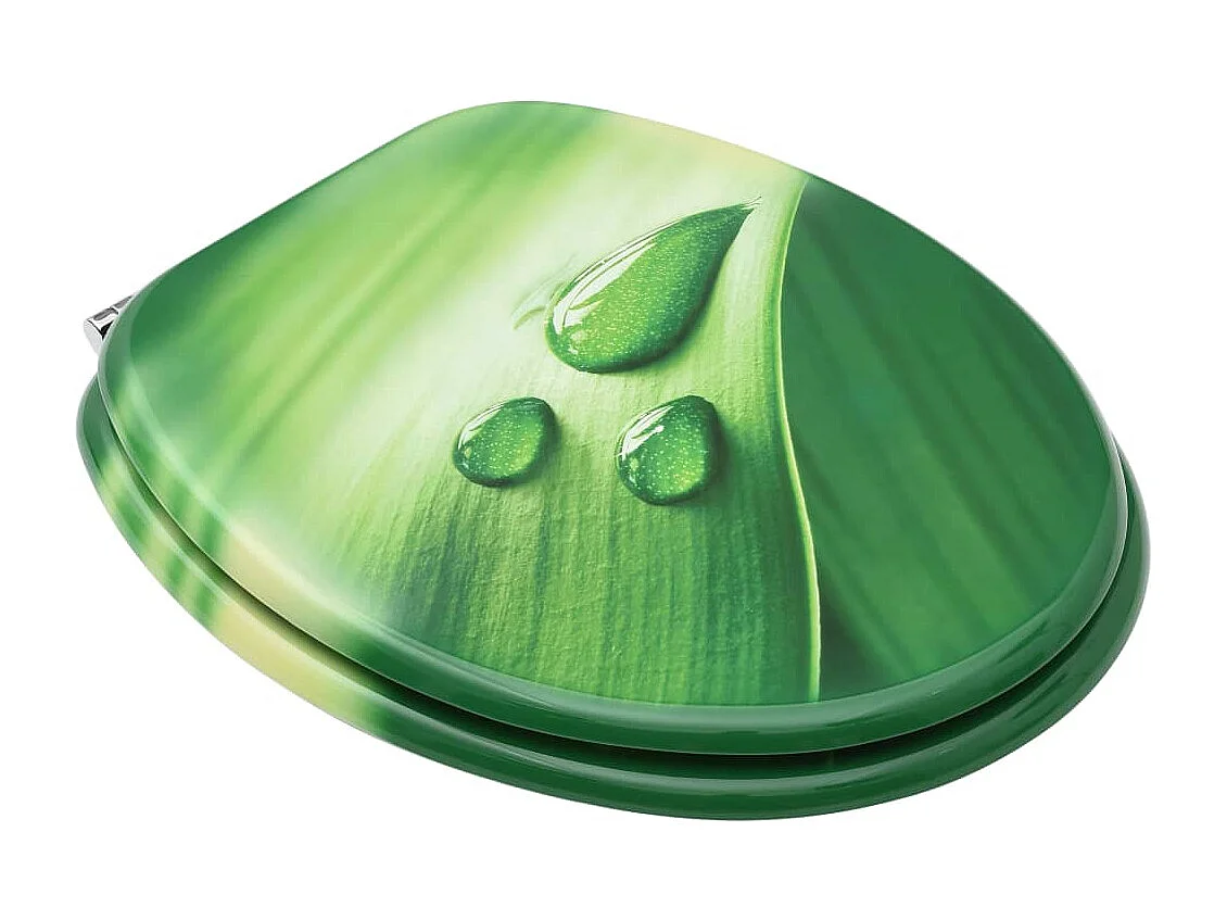 Juego de dos asientos de tapa de WC con tapas de MDF en forma de lágrima verde 02_0002975