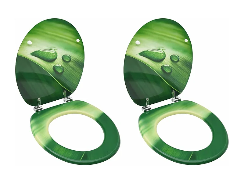 Set di due sedili copriwater con coperchi a goccia in MDF verde 02_0002975