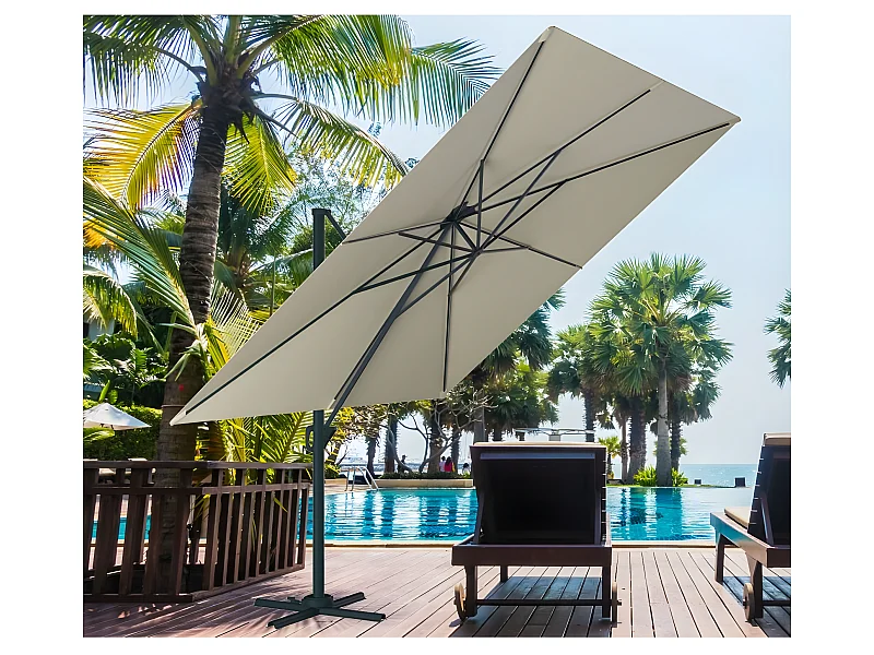 LUXEKING - Parasol déporté 4x3m - Lin