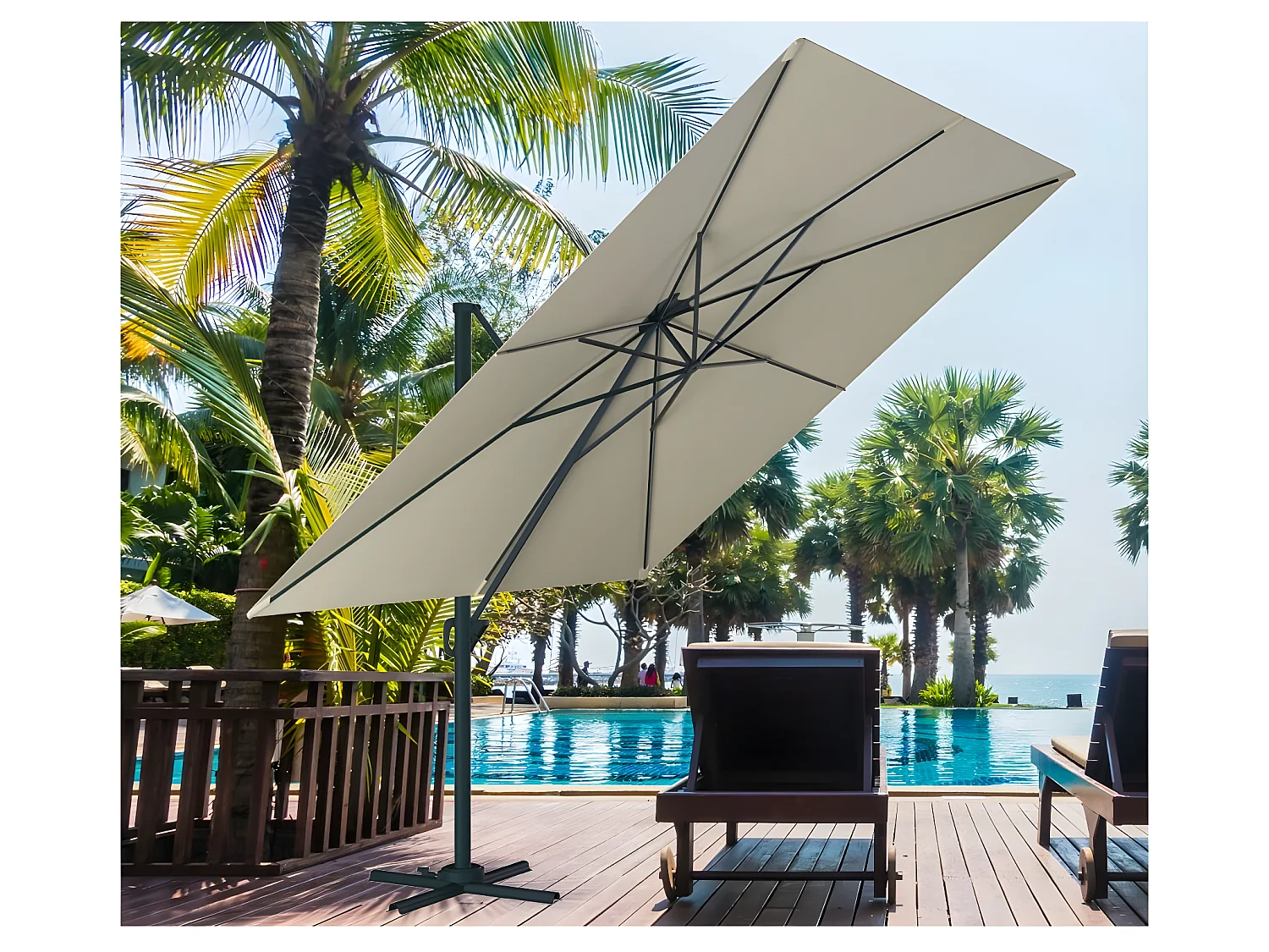 LUXEKING - Parasol déporté 4x3m - Lin
