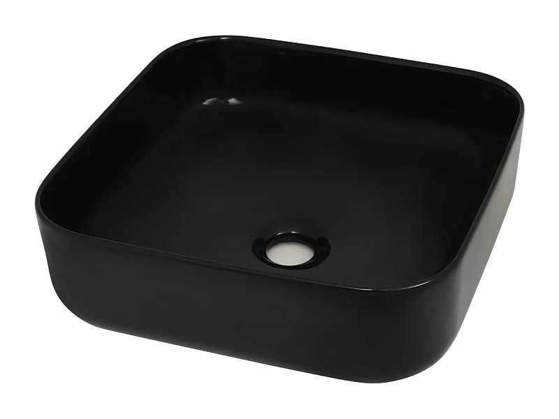 Lavabo quadrato in ceramica 38 x 38 x 13,5 cm lavabo bagno wc nero 02_0002537