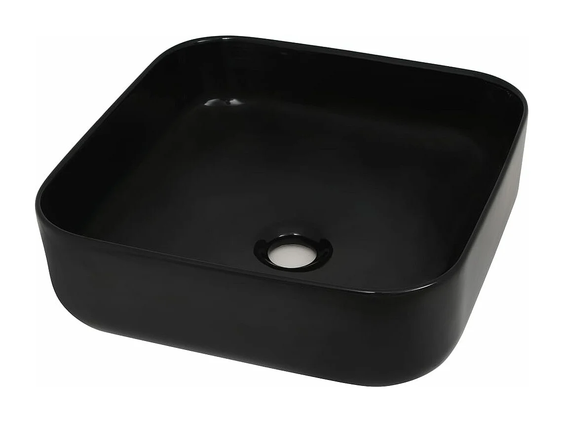 Lavabo cuadrado de cerámica 38 x 38 x 13,5 cm lavabo de baño inodoro negro 02_0002537