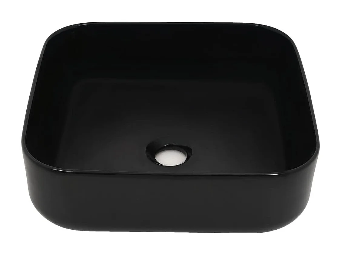 Lavabo cuadrado de cerámica 38 x 38 x 13,5 cm lavabo de baño inodoro negro 02_0002537