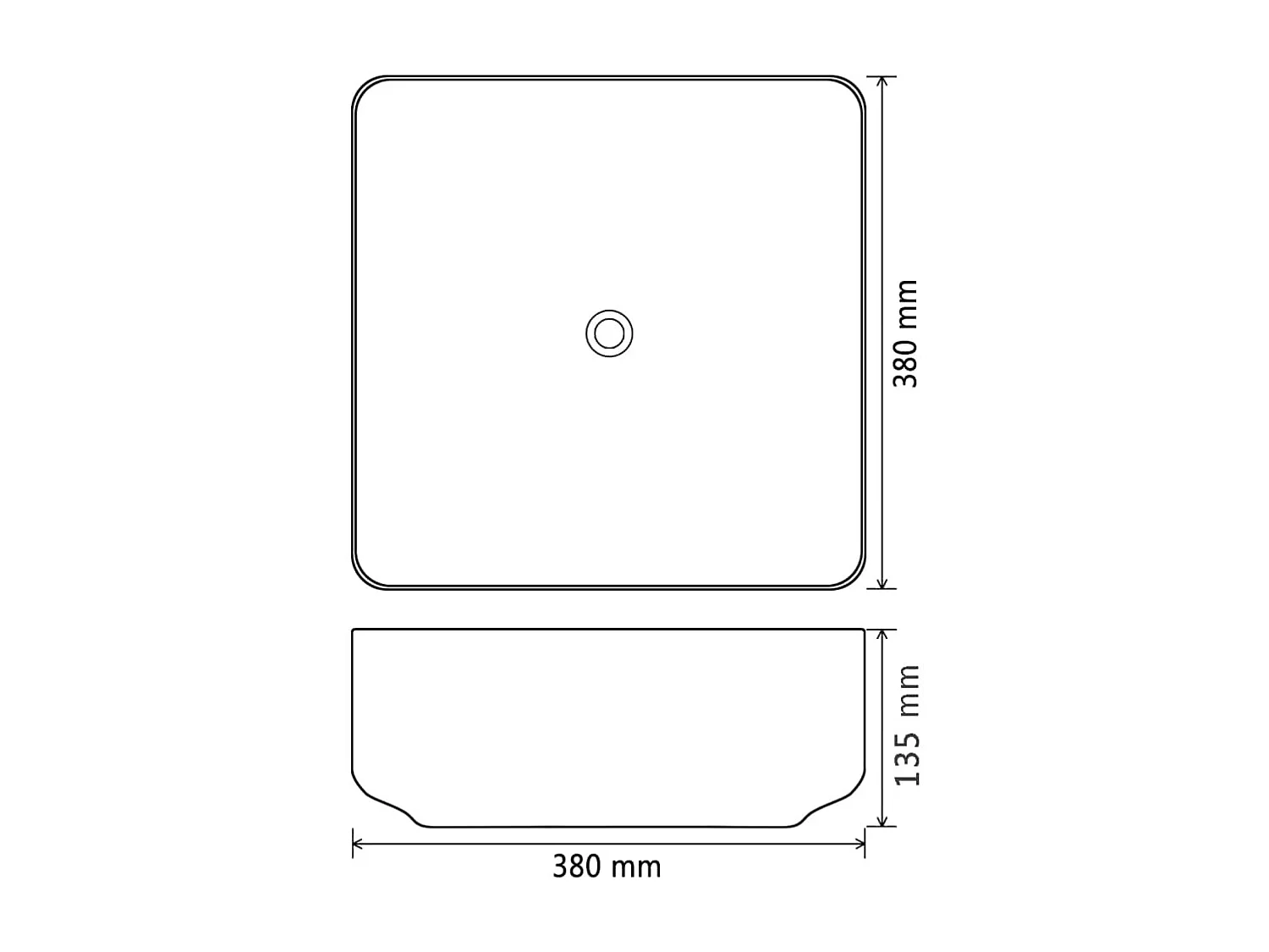 Lavabo cuadrado de cerámica 38 x 38 x 13,5 cm lavabo de baño inodoro negro 02_0002537