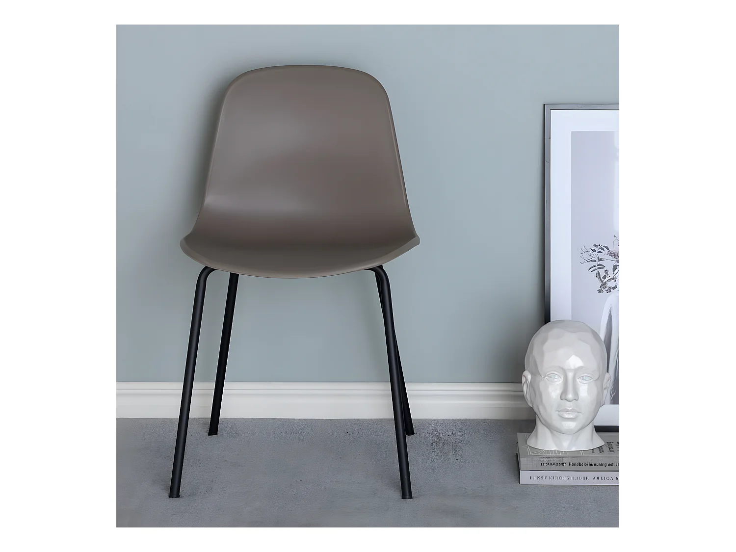 Artic eetkamerstoel kuipstoel khaki, zwart.