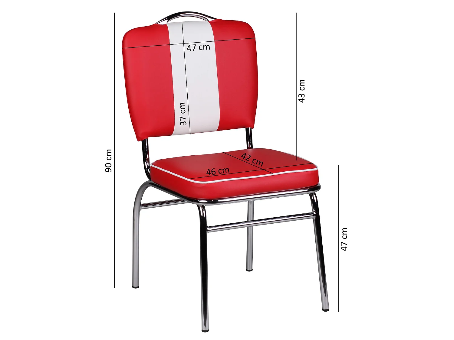 Chaise de salle à manger 47x90x45cm Chaise de cuisine América rembourrée