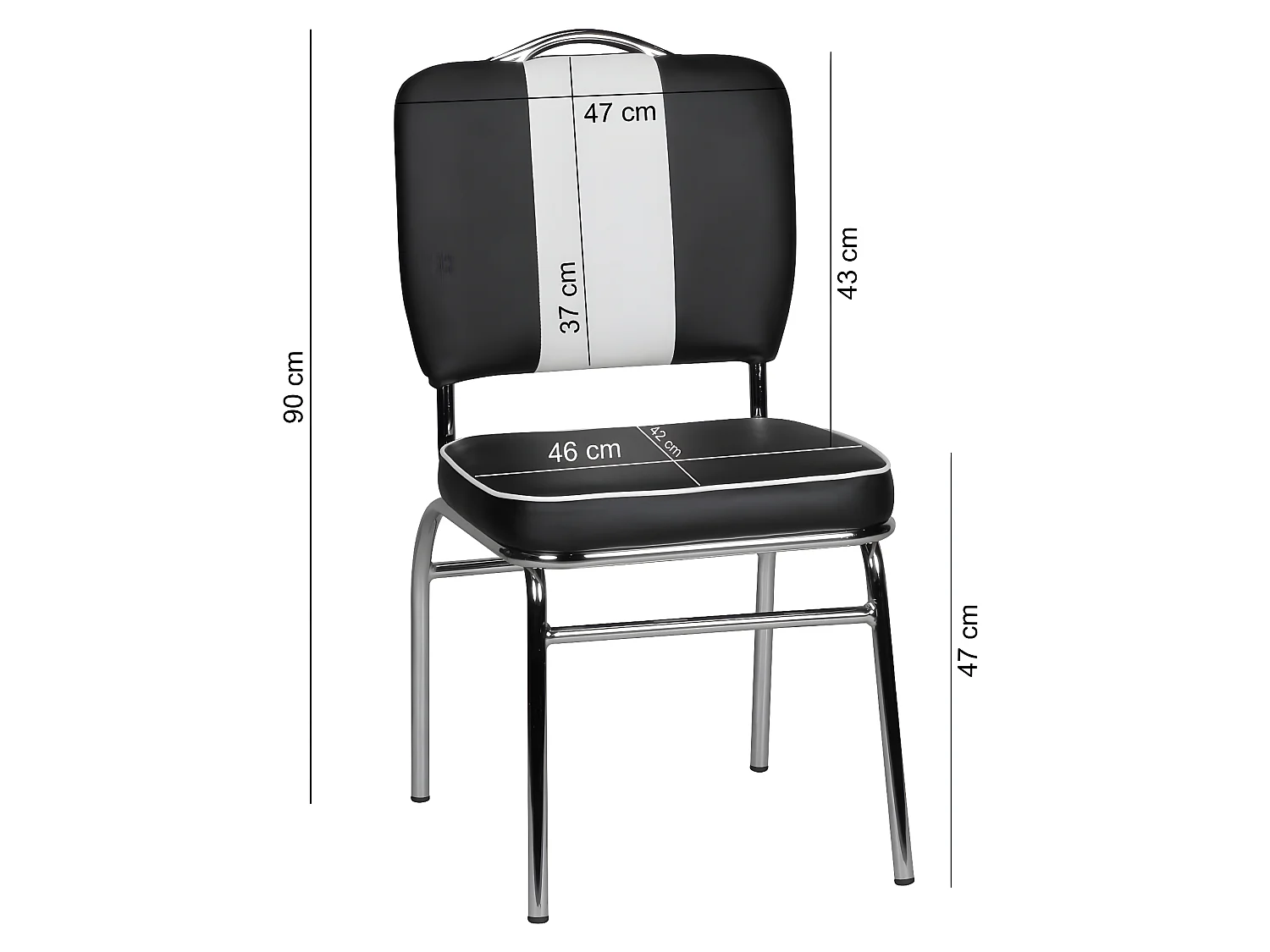 Chaise de salle à manger 47x90x45cm Chaise de cuisine América rembourrée