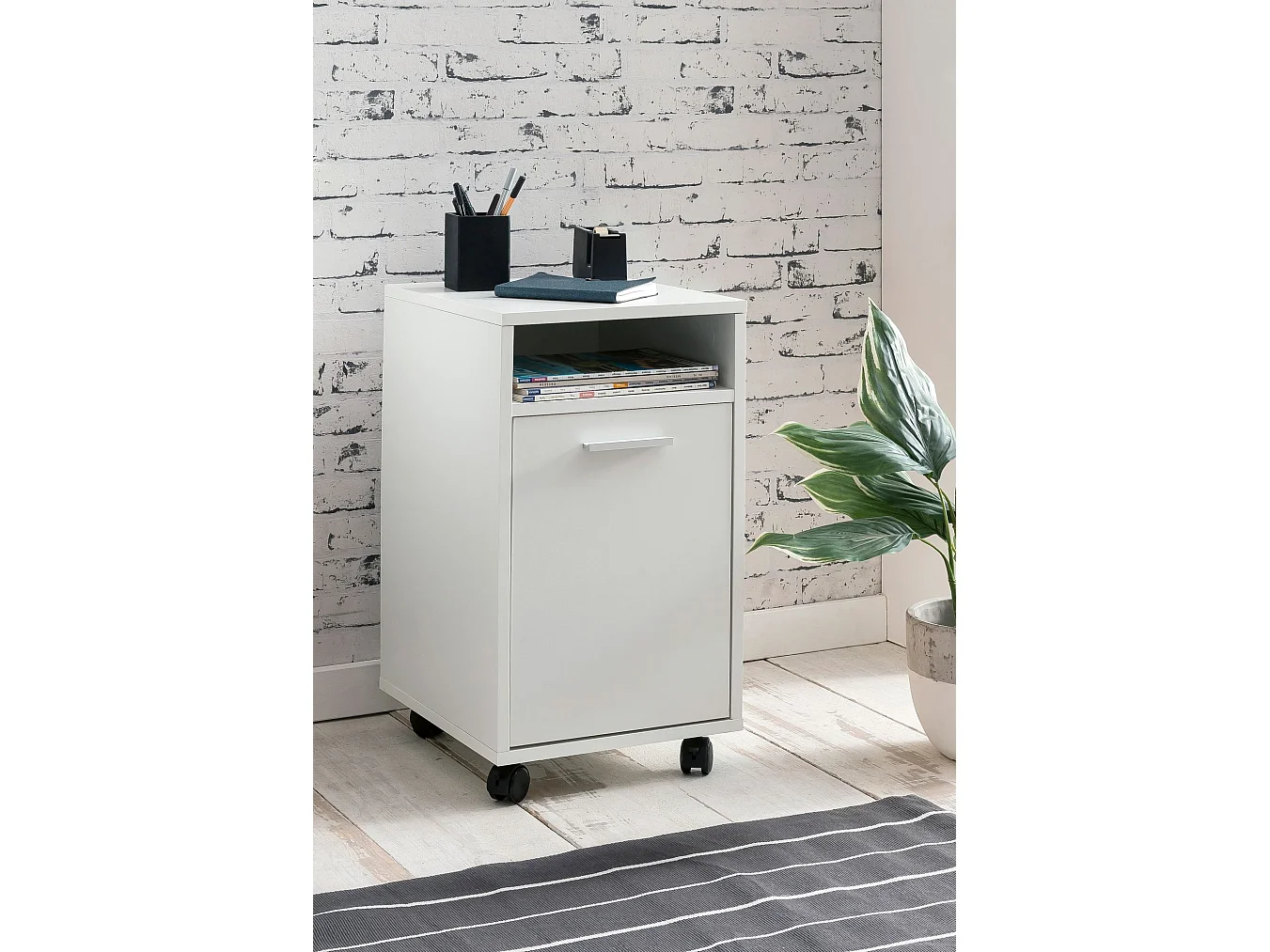 Caisson de Bureau 33x60x38 cm Placard de Rangement Mobile avec Roulettes