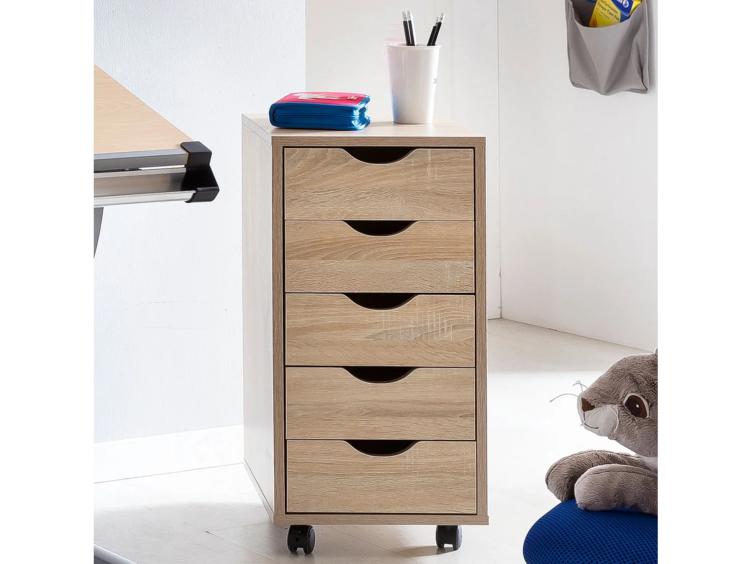 Rollcontainer 5 Schubladen Kinder Standcontainer Bürocontainer Schreibtisch