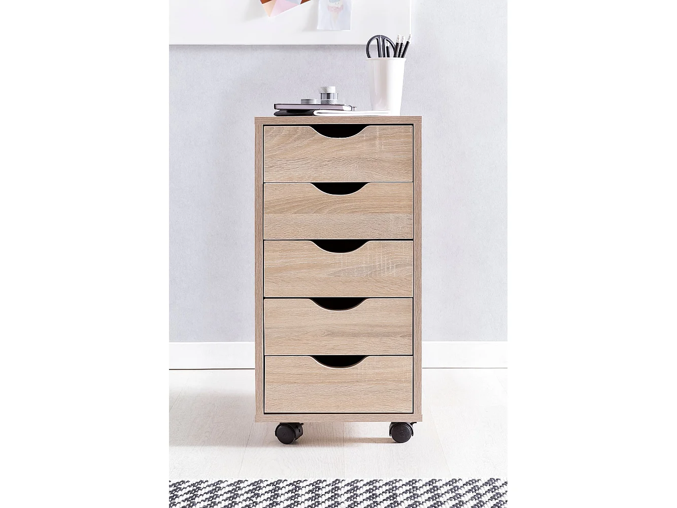 Cassettiera Ufficio Moderna con Ruote 33x64x38 cm Archivio con Cassetti