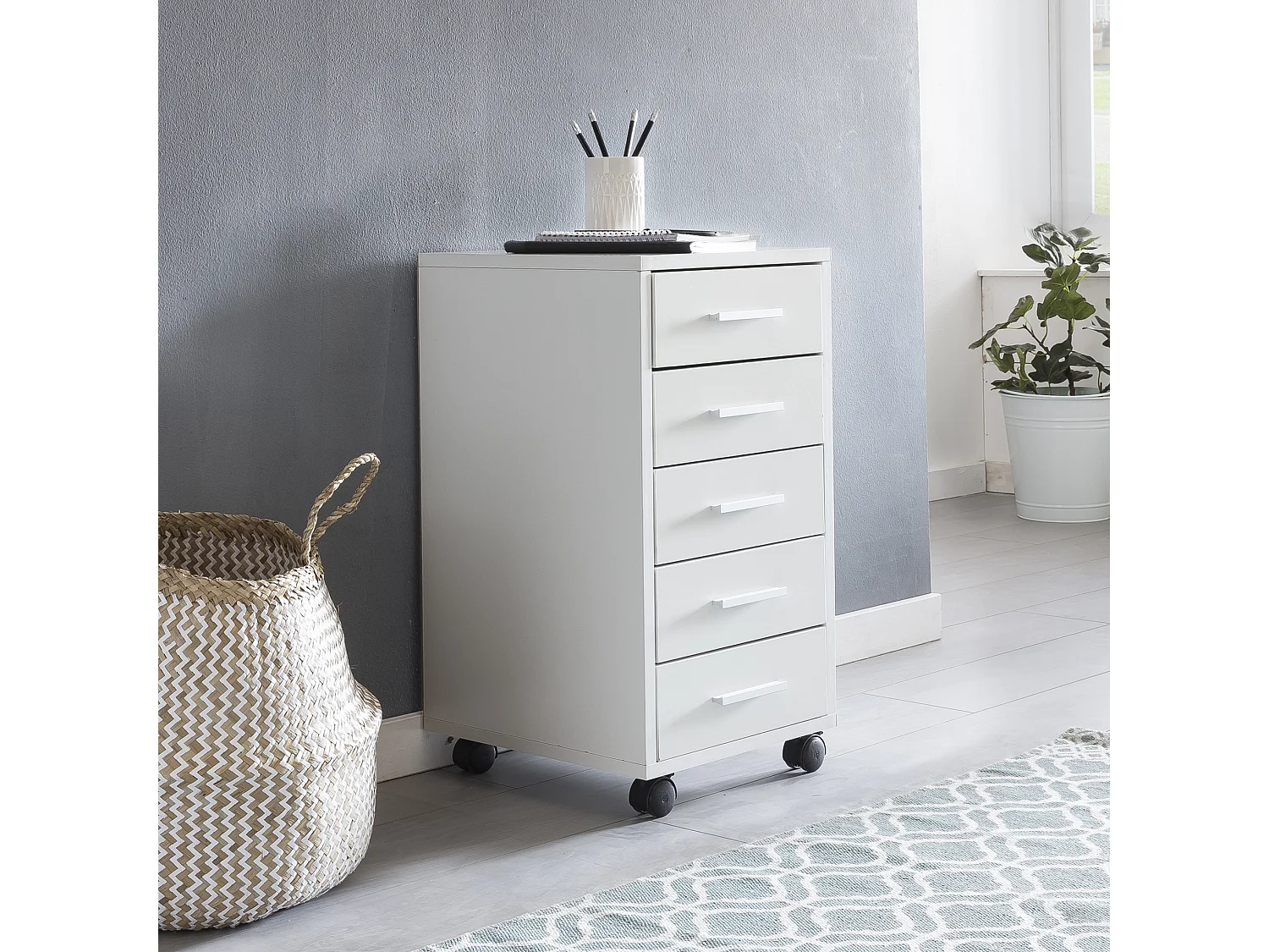 Contenitore roll container in legno LARA contenitore per scrivania 33x63x38cm