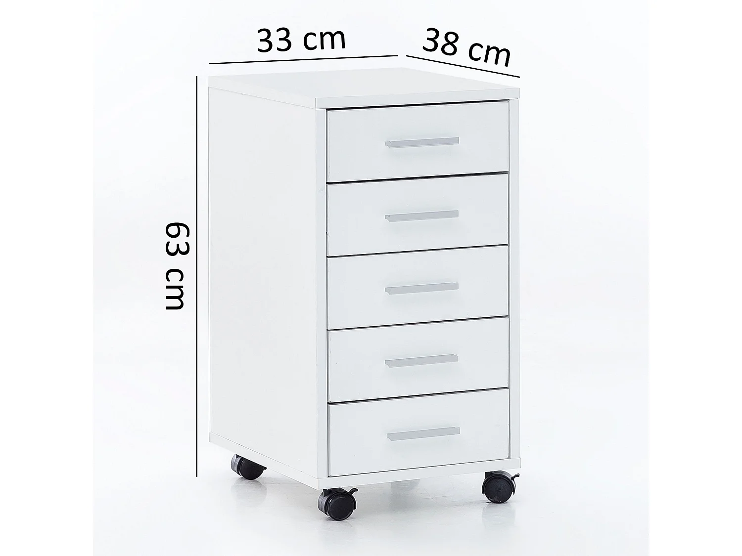 Contenitore roll container in legno LARA contenitore per scrivania 33x63x38cm