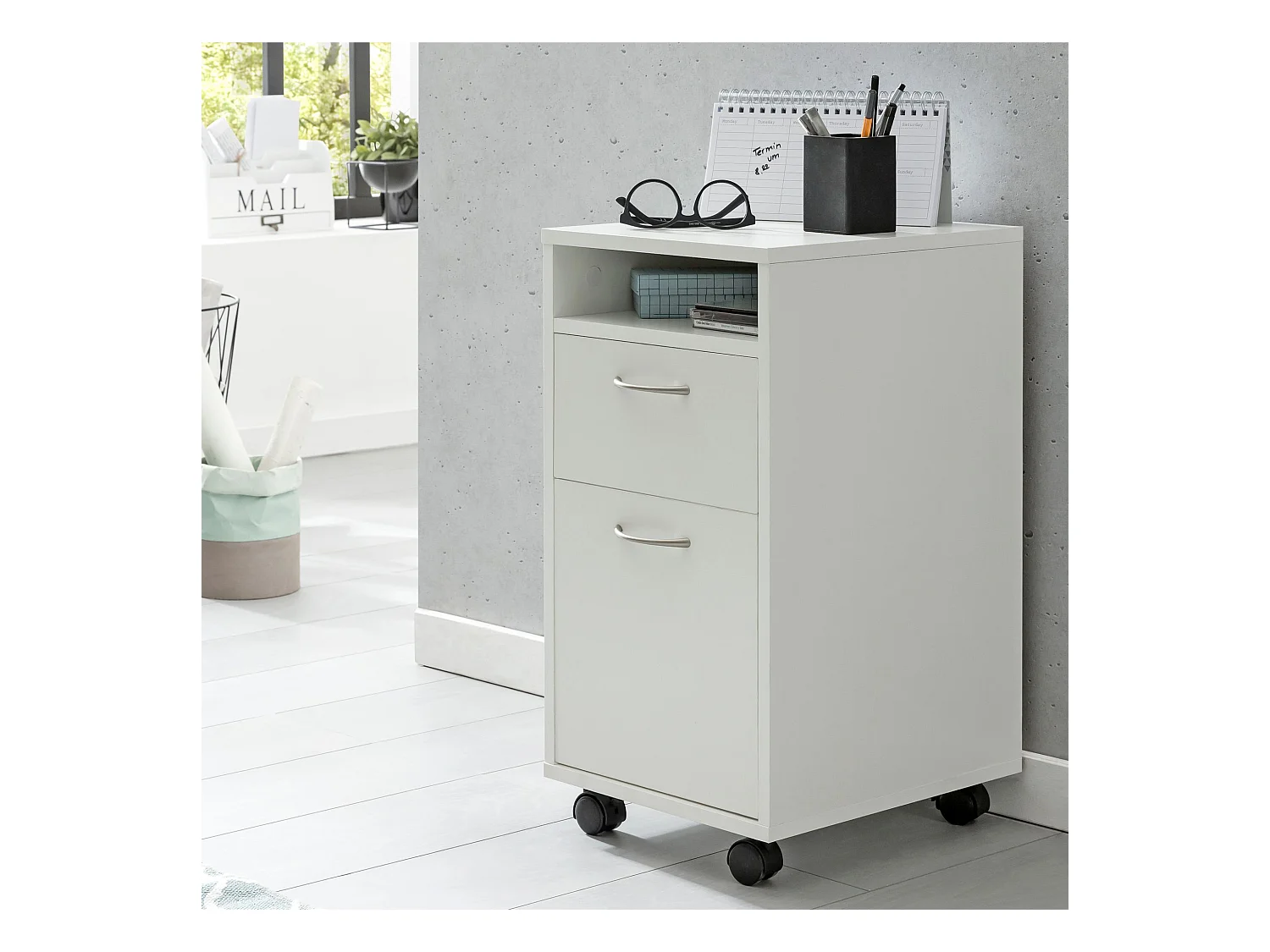 Caisson de Bureau 33x63x38 cm Placard de Rangement Mobile avec Roulettes