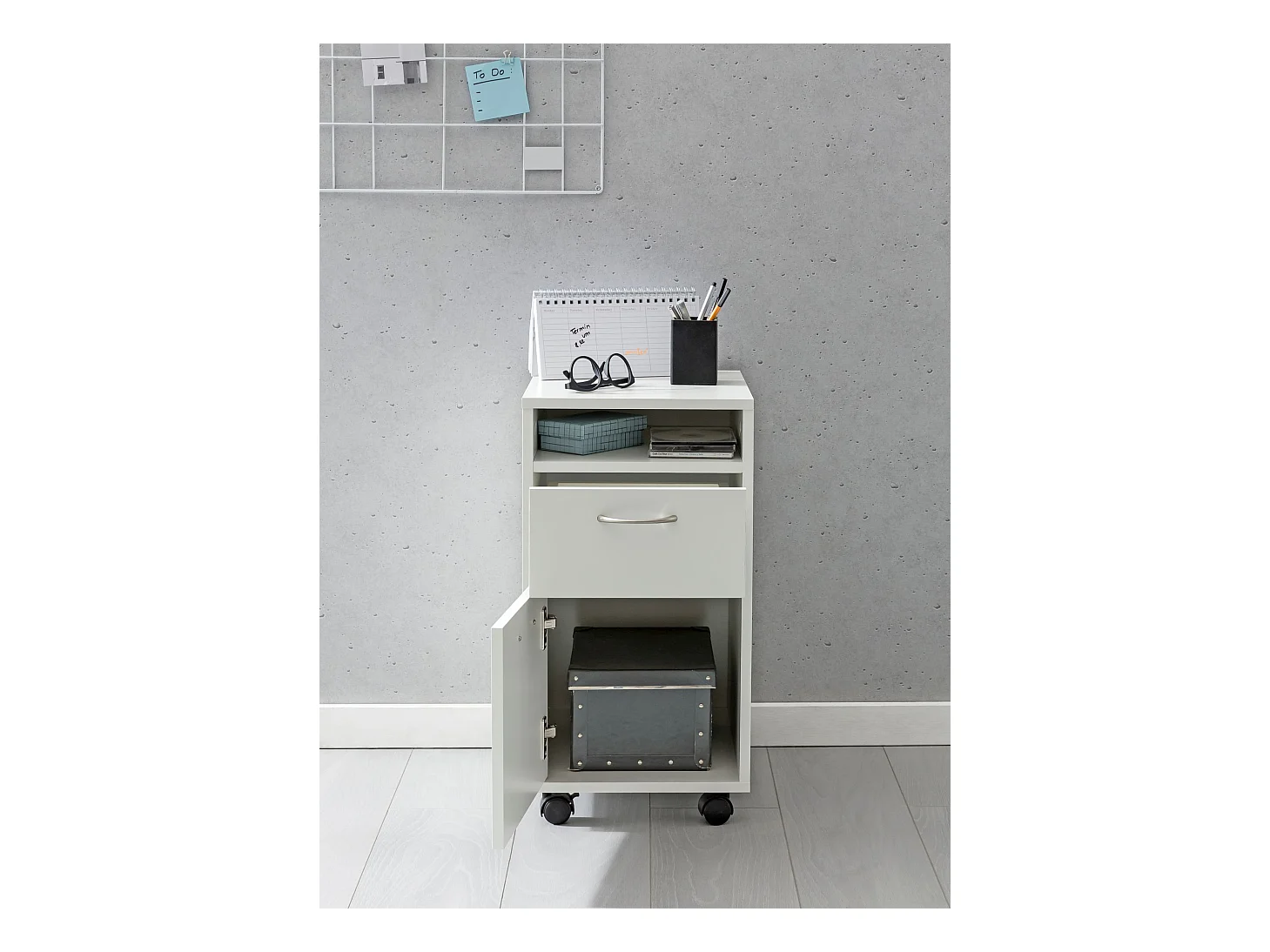 Caisson de Bureau 33x63x38 cm Placard de Rangement Mobile avec Roulettes