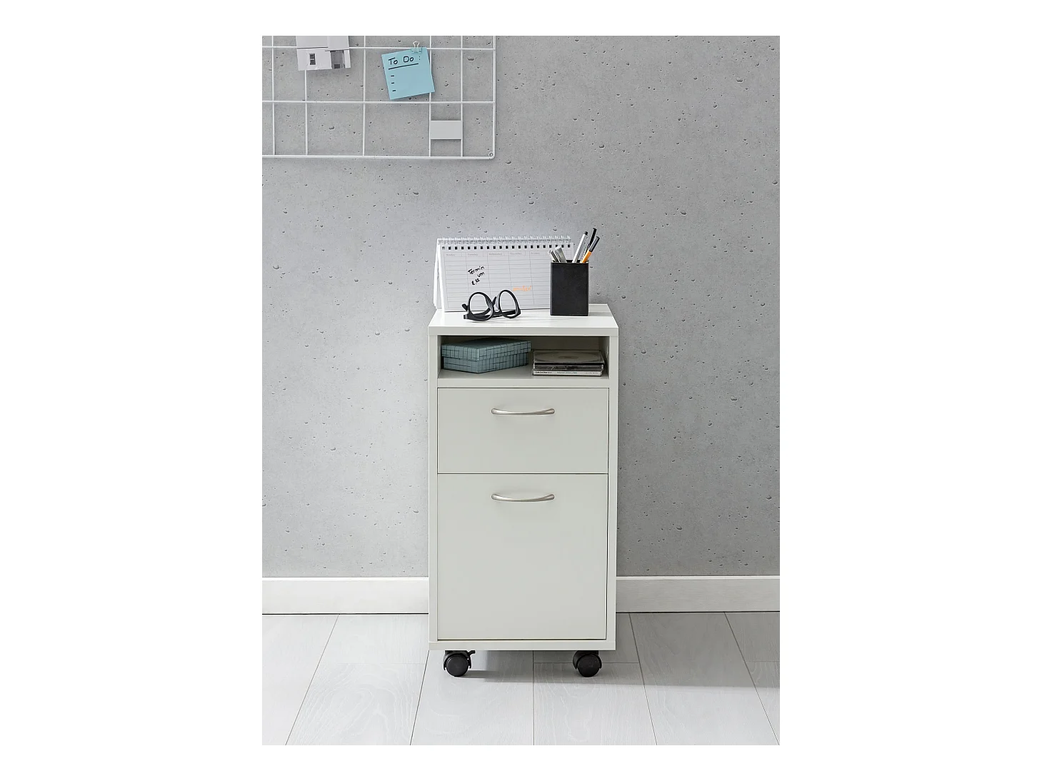 Caisson de Bureau 33x63x38 cm Placard de Rangement Mobile avec Roulettes
