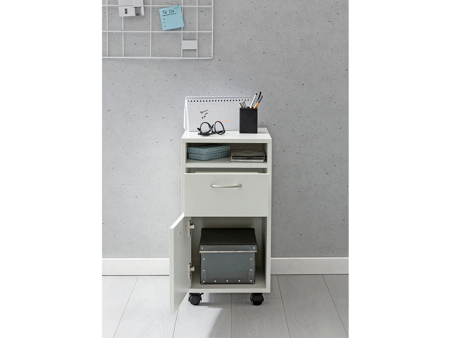 Caisson de Bureau 33x63x38 cm Placard de Rangement Mobile avec Roulettes