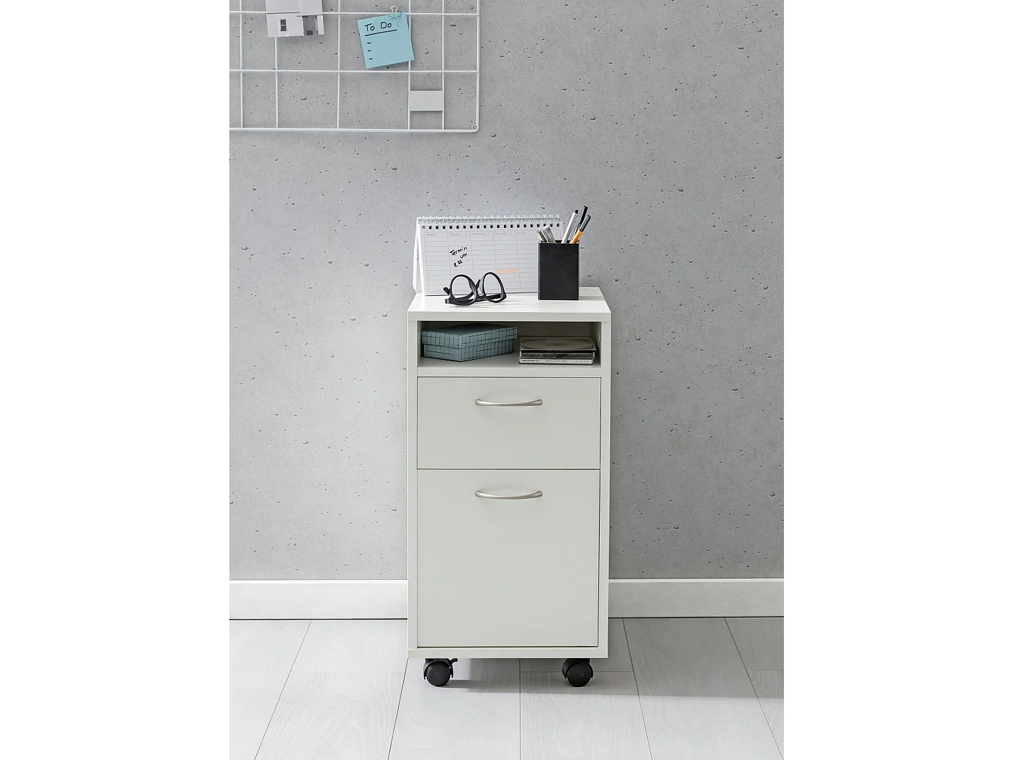 Caisson de Bureau 33x63x38 cm Placard de Rangement Mobile avec Roulettes