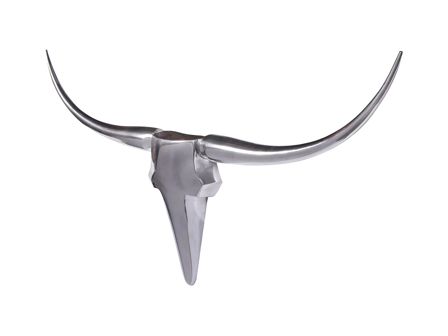 Bull Antlers decorazione della parete L 125 cm di larghezza in alluminio palchi parete d'argento