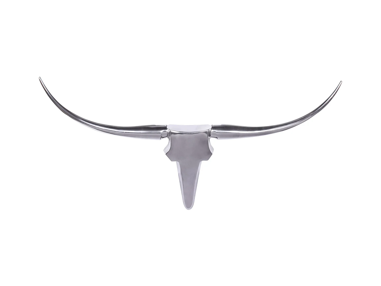 Bull Antlers décoration murale L 125 cm de large en aluminium de bois de mur d'argent