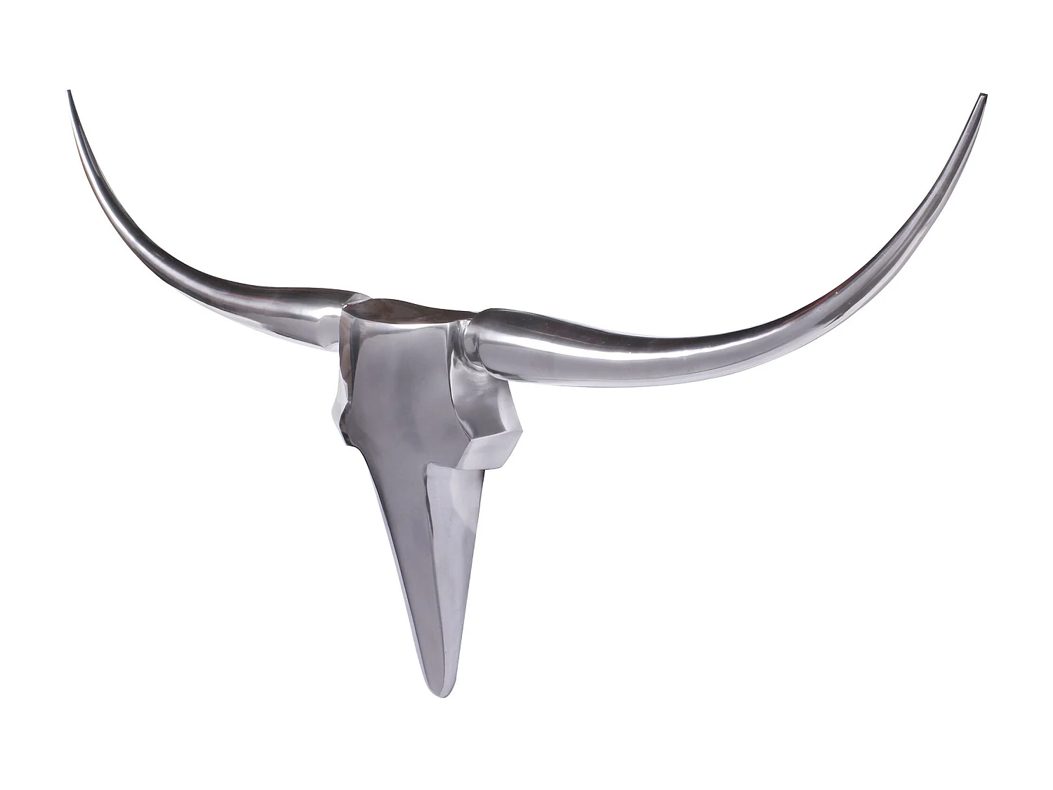 Bull Antlers décoration murale L 125 cm de large en aluminium de bois de mur d'argent