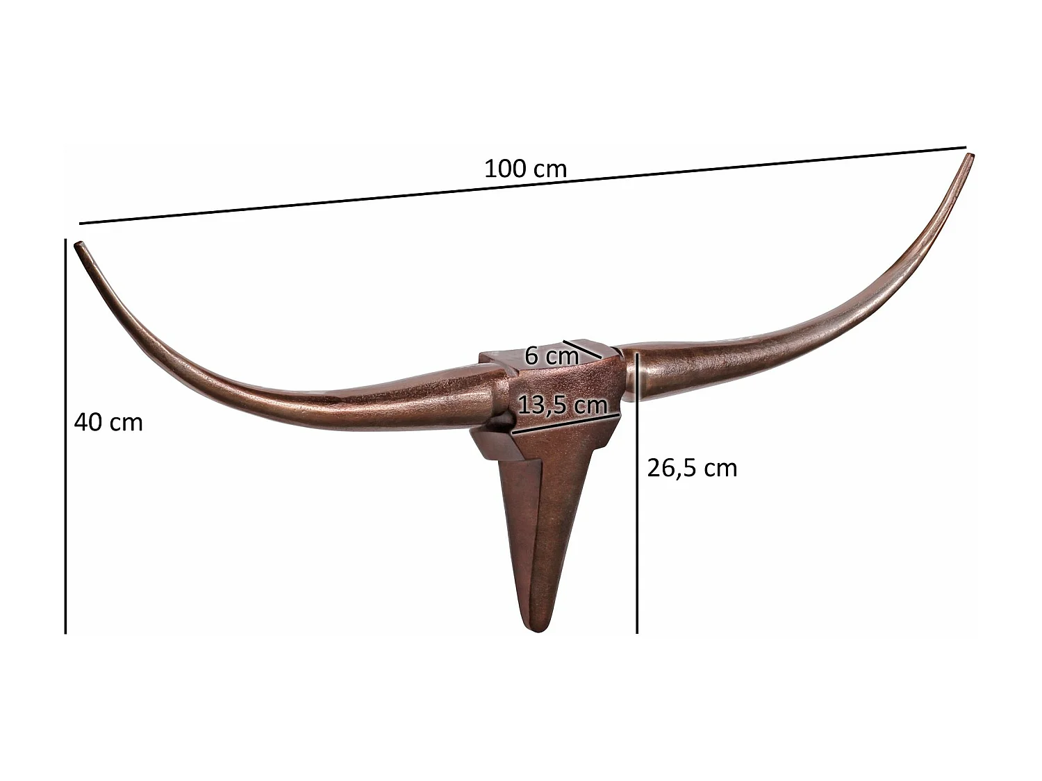 Deko Antler Bull M Aluminium design cornes 100cm décoration murale Bronze