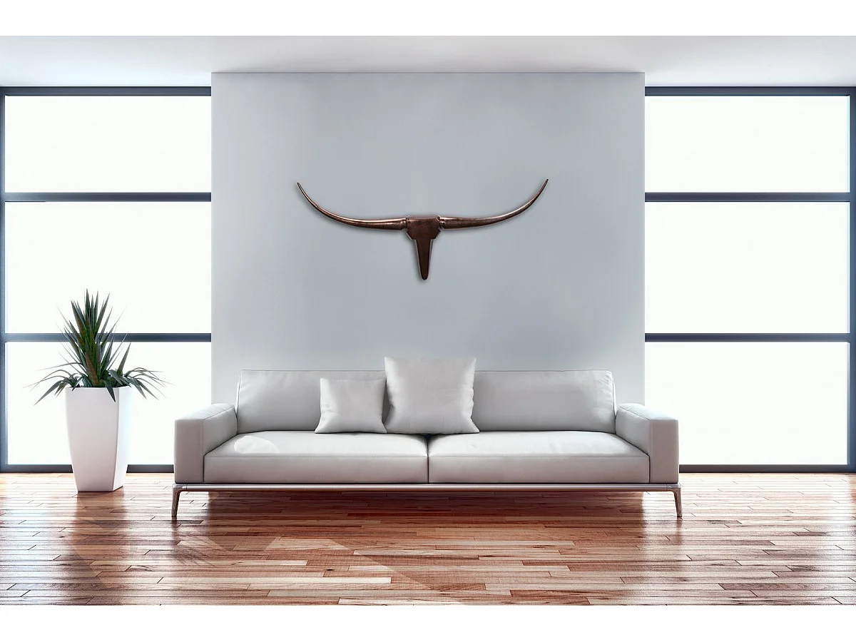 Deko Antler Bull M Aluminium design cornes 100cm décoration murale Bronze
