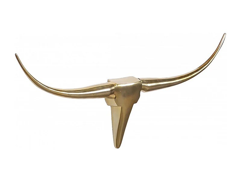 Deko Geweih Bull M Aluminium Design Hörner 100cm Wanddekoration Gold