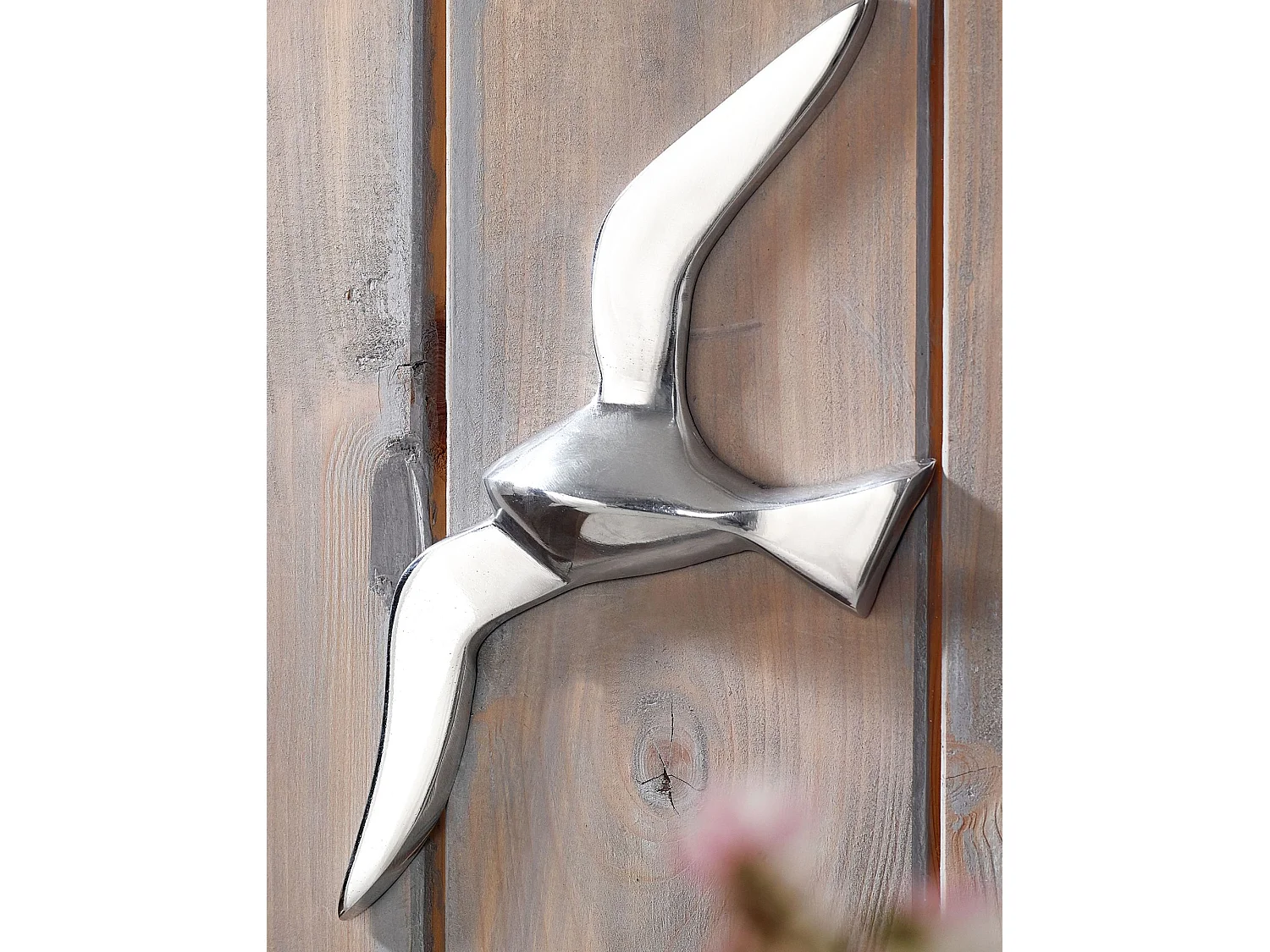 metallo alluminio Deco Gabbiano d'argento lucido uccello Animali Design Maritim vivere moderno