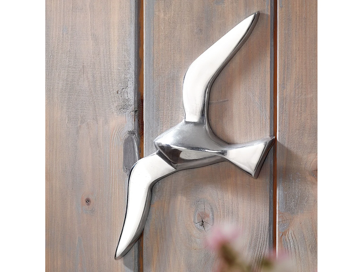 Deco Mouette oiseau argent poli aluminium métal design moderne vivant Maritim animaux