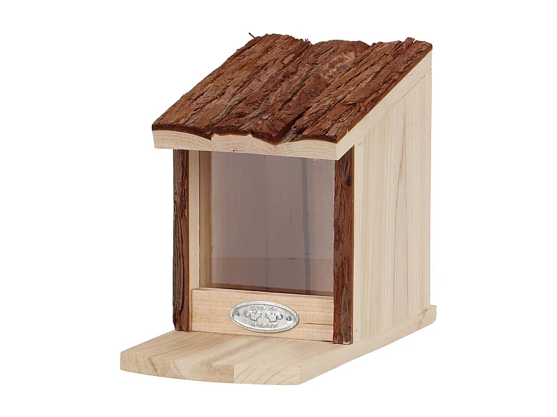 Mangeoire pour écureuil avec toît en écorce