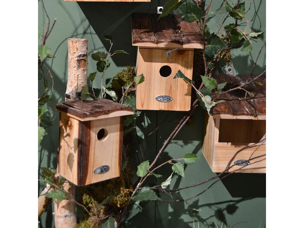 Nichoir pour oiseaux avec toît en écorce Rouge gorge