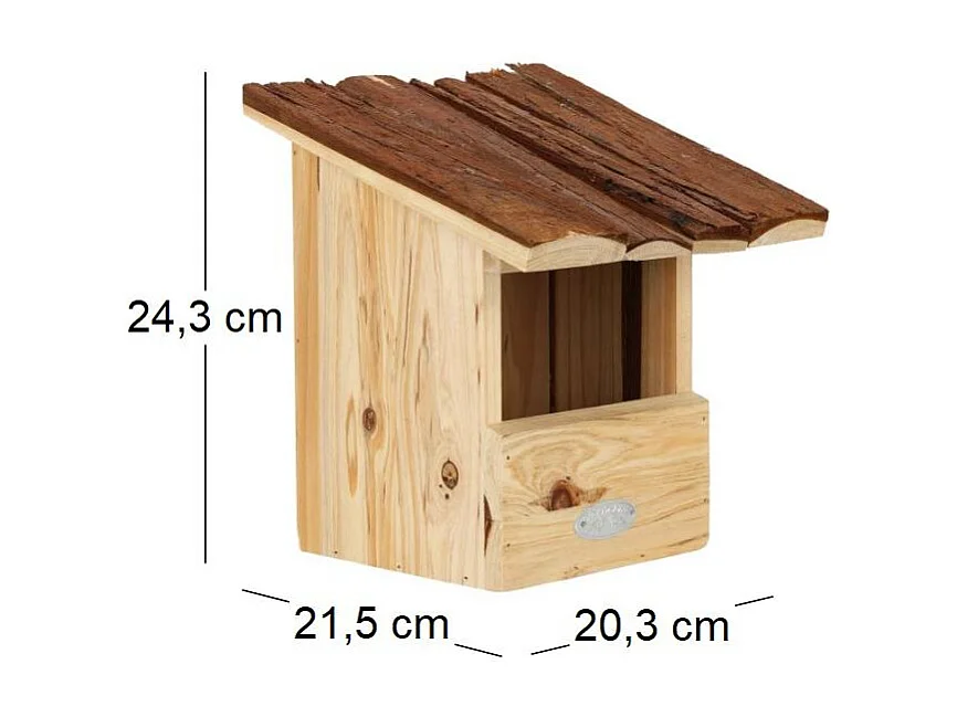 Nichoir pour oiseaux avec toît en écorce Rouge gorge