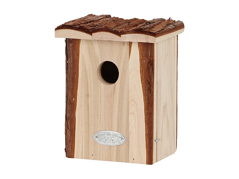 Nichoir pour oiseaux avec toît en écorce Roitelet