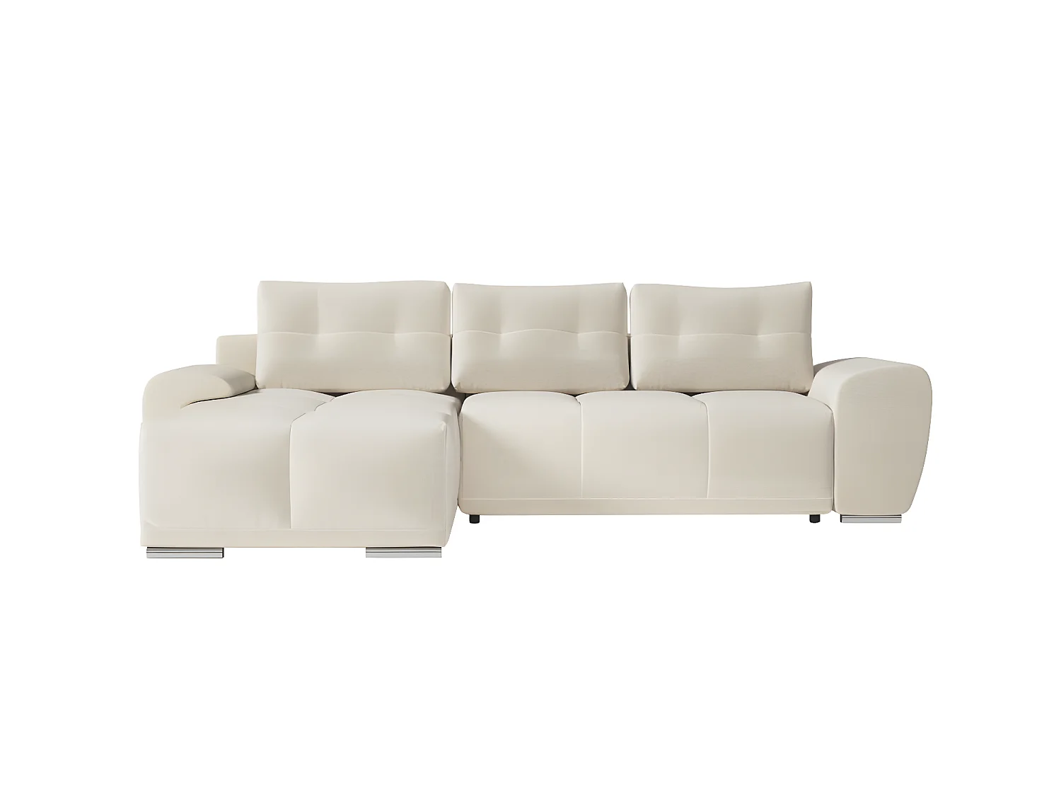 Canapé d'angle gauche 4 places convertible Cassandra avec coffre en tissu - Beige - L270 x P181 x H89cm - Loungitude