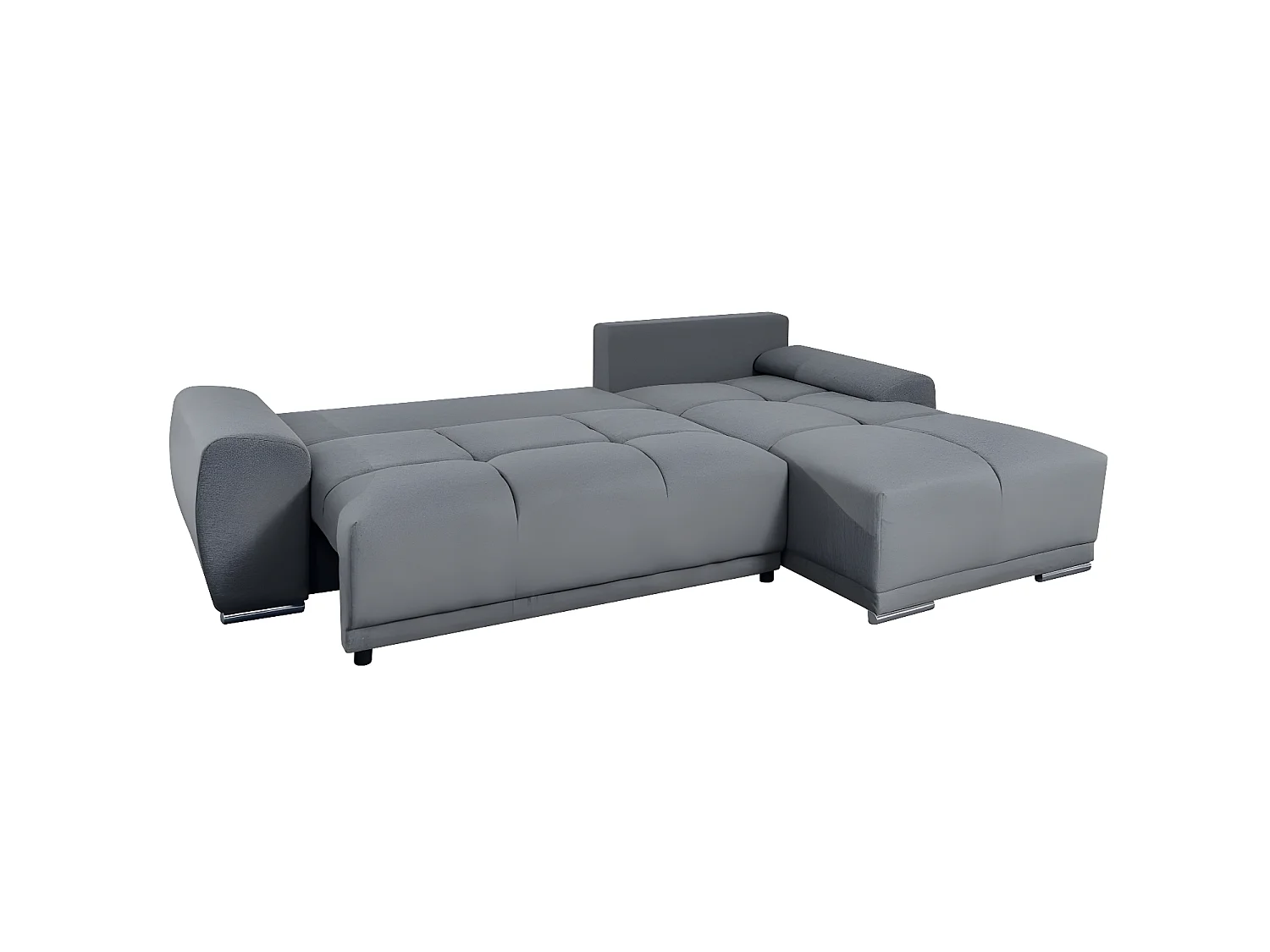 CABELLO omvormbare hoekbank in grijze stof - LOUNGITUDE - Rechte hoek - Bijzettafel - 140 x 210 cm