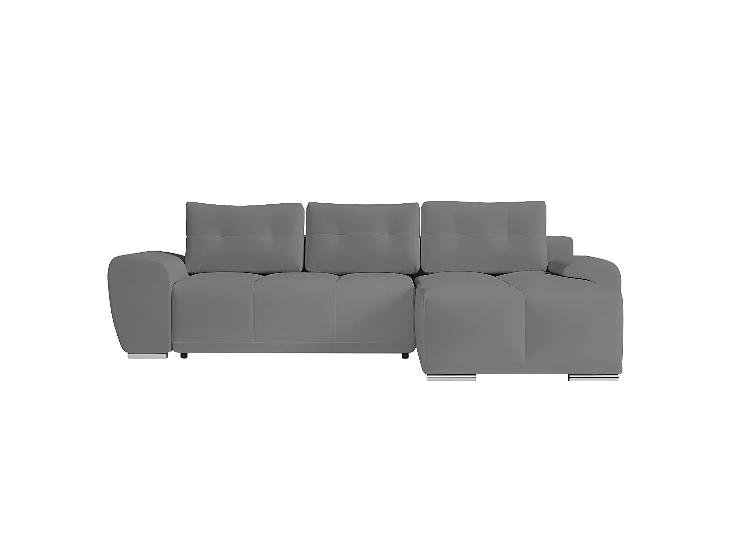 Canapé d'angle droit 4 places convertible Cassandra avec coffre en tissu - Gris - L270 x P181 x H89cm - Loungitude
