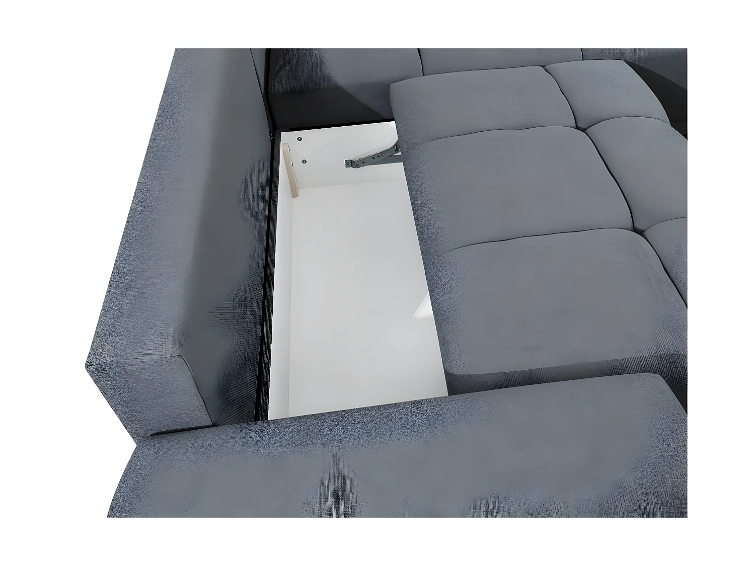 Canapé d'angle droit 4 places convertible Cassandra avec coffre en tissu - Gris - L270 x P181 x H89cm - Loungitude